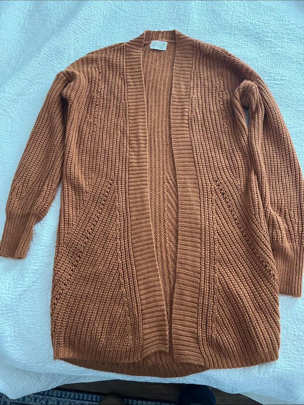 Cozy Open-Front orange rust, Knit Cardigan Sweater